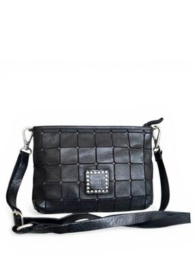 CAMPOMAGGI Acacia Shoulder Bag Black Leather Crossbody